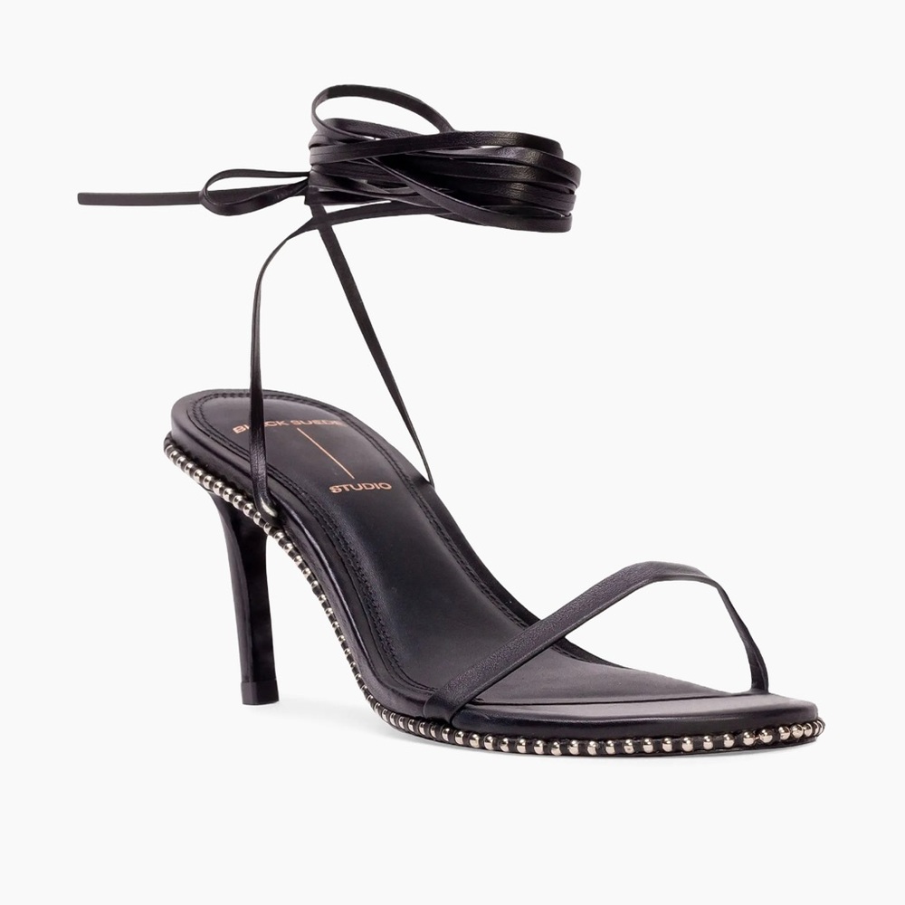 Black Suede Studio Lele 65MM Mid Heel Sandals